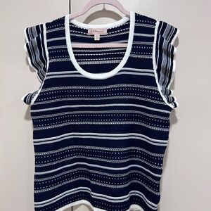 Philosophy Striped Navy and White Top